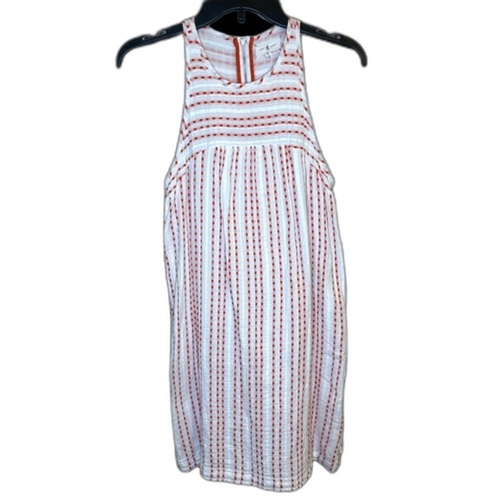 Lou & Grey White & Orange Sleeveless Dress Size Small